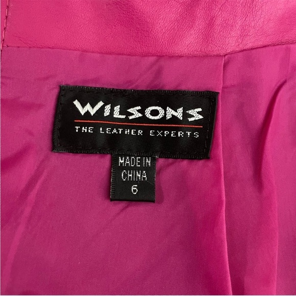Vintage 80s 90s wilsons leather pink jacket skirt set size M - Picture 7 of 9